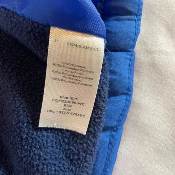 Carter's Boys Size 2T Puffer Jacket Hooded Fleece Lined Blue Gray - Picture 6 of 7